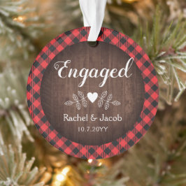 Adorno Foto de Red Buffalo Plaid de Rustic Engagement