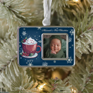 Adorno Foto de Taza de Chocolate Caliente de Navidad   Az