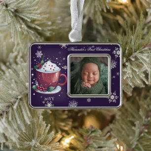 Adorno Foto de Taza de Chocolate Caliente de Navidad Pú