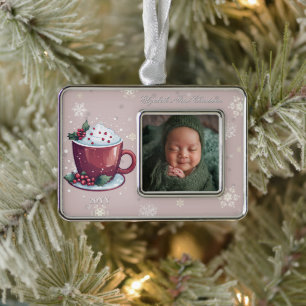 Adorno Foto de Taza de Chocolate Caliente de Navidad Ro