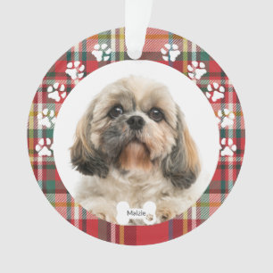 Adorno Foto de vacaciones de perro Shih Tzu de Navidad
