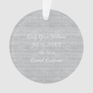 Adorno FOTO del anuncio de nacimiento Gray Linen Keepsake