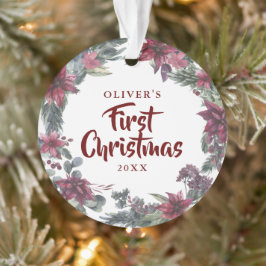 Adorno Foto del bebé Primera Navidad Festividad Floral