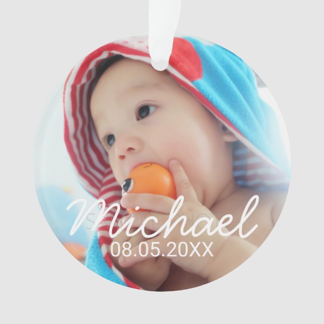 Adorno Foto del personalizado con nombre y fecha (Anverso)