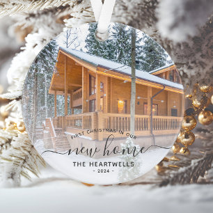 Adorno Foto First Christmas New Home Grey Script 2024