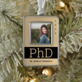 Adorno Foto Graduación de PhD con nombre negro dorado