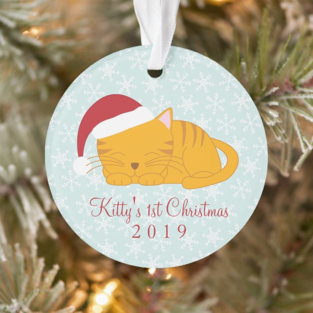 Adorno Foto mascota - Naranja personalizado Tabby Cat (Árbol)