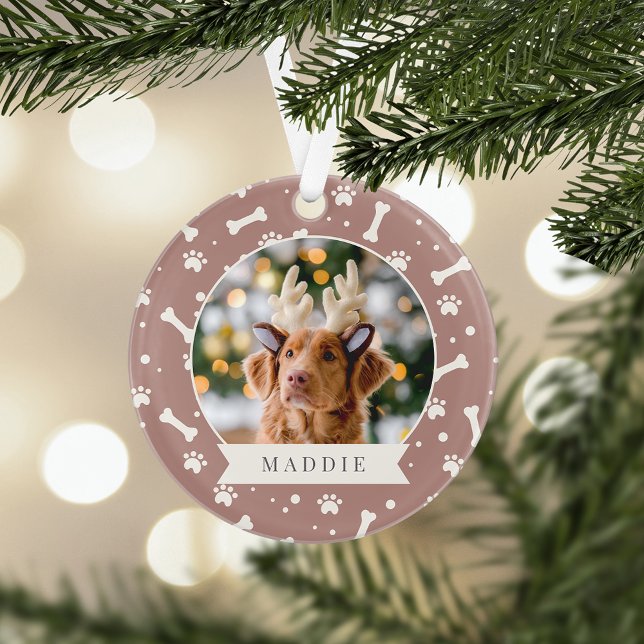 Adorno Foto Mascota personalizada de Holiday Dog Bone y P (Subido por el creador)