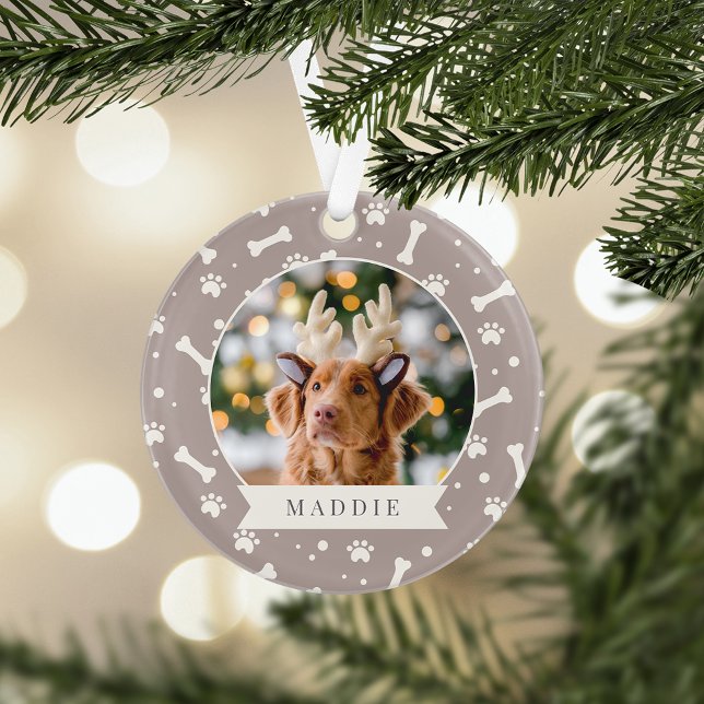 Adorno Foto Mascota personalizada de Holiday Dog Bone y P (Subido por el creador)