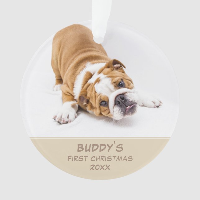 Adorno Foto Mascota personalizada de los primeros Navidad (Anverso)