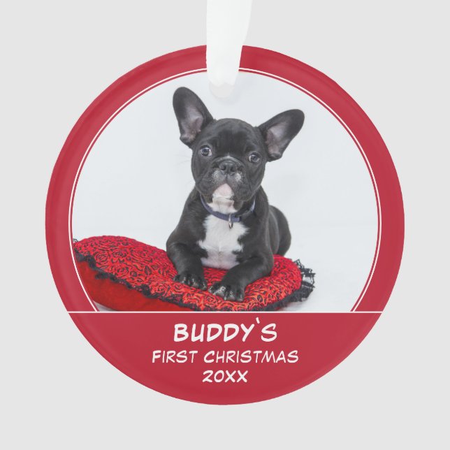 Adorno Foto Mascota personalizada de los primeros Navidad (Anverso)