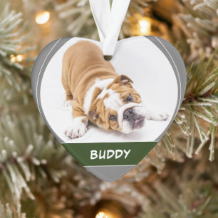 Adorno Foto moderna de Navidad de cachorro de Bulldog de