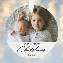 Adorno Foto moderna personalizada de la primera Navidad d