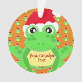 Adorno Foto Navidad Naranja Frog Santa Hat Pattern