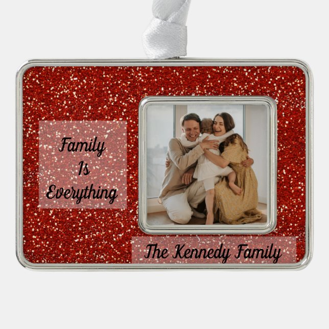 Adorno Foto, nombre y Purpurina rojo de la familia Person (Anverso)