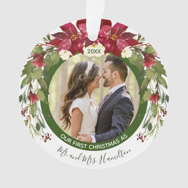 Adorno Foto Nuestros primeros Navidades Sr. Sra. Poinsett (Anverso)
