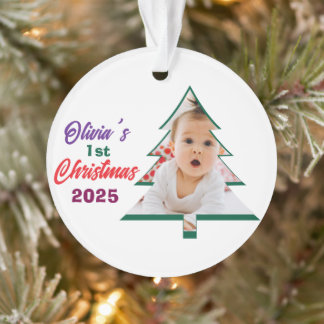Adorno Foto Personalizada Árbol de Navidad del 1er Cumple