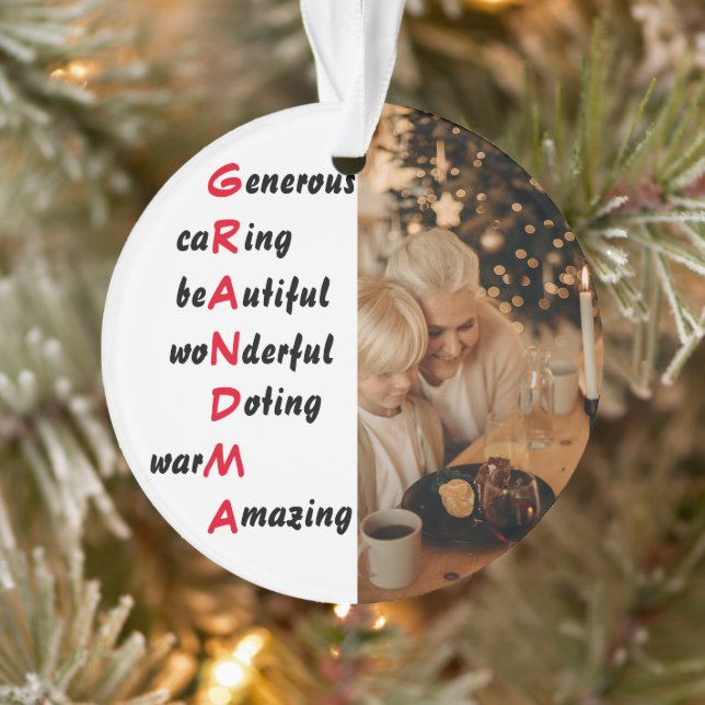 Adorno Foto personalizada con cita de la abuela (Árbol)