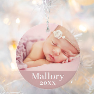 Adorno Foto personalizada de bebé niña rosa