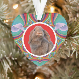 Adorno Foto personalizada de conejo Holland Lop con arte