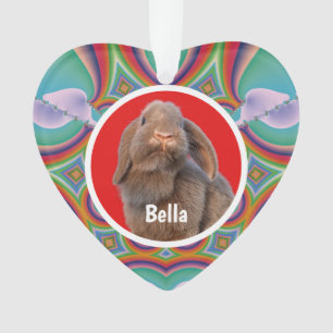 Adorno Foto personalizada de conejo Holland Lop con nombr