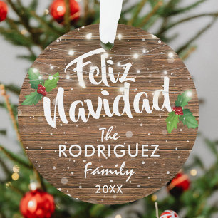 Adorno Foto personalizada de familia Feliz Navidad