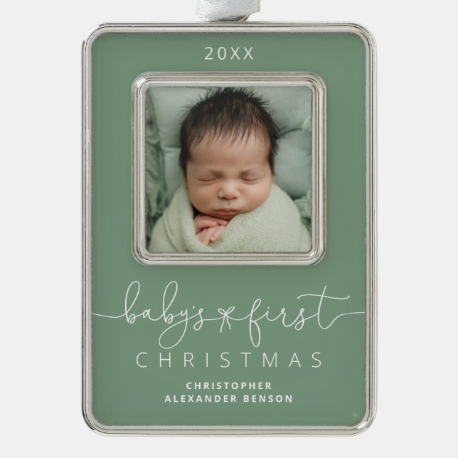 Adorno Foto personalizada de los primeros Navidades del b (Anverso)