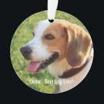 Adorno Foto personalizada de perro de Beagle y nombre de<br><div class="desc">Diseño personalizado de foto de perro y nombre de perro Beagle - personalizar este botón con una foto subida de tu Beagle el nombre del perro o agrega tu propio texto - Nos encanta el "nombre del perro", el cumpleaños del perro o el día de su muerte. Sólo tienes que...</div>