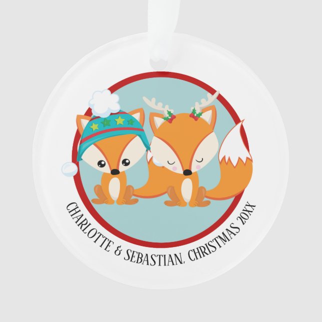 Adorno Foto personalizada de Red Fox navidades (Anverso)