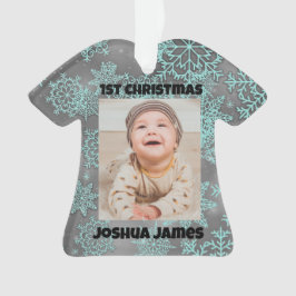 Adorno Foto personalizada de Snowflake Navidades primero