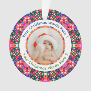 Adorno Foto personalizada Feliz Navidad Moderno Colorido