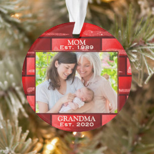 Adorno Foto Purpurina Rojo Nueva Abuela Este. Navidades d