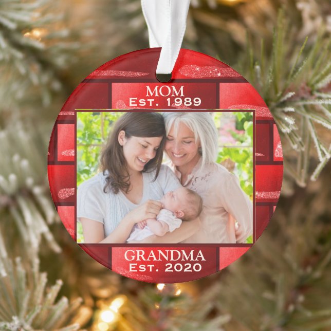 Adorno Foto Purpurina Rojo Nueva Abuela Este. Navidades d (Árbol)