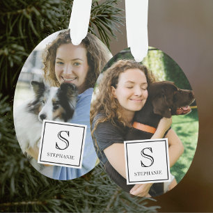 Adorno Fotografía de mascotas con monograma personalizado