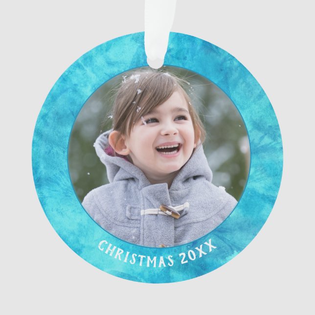Adorno Fotos de Navidades de color azul (Anverso)