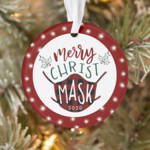 Adorno Fotos divertidas COVID MERRY ChristMASK Fairy Ligh