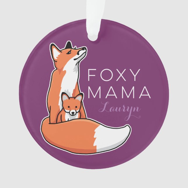 Adorno Foxy Fox Mamá con bebé, personalizada (Anverso)