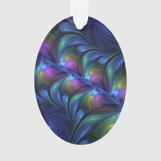 Adorno Fractal verde rosa azul luminoso colorido abstract (Anverso)