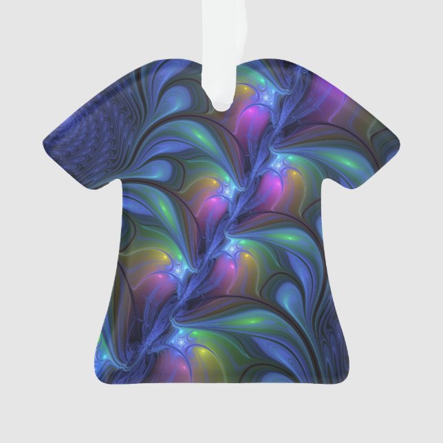 Adorno Fractal verde rosa azul luminoso colorido abstract (Anverso)