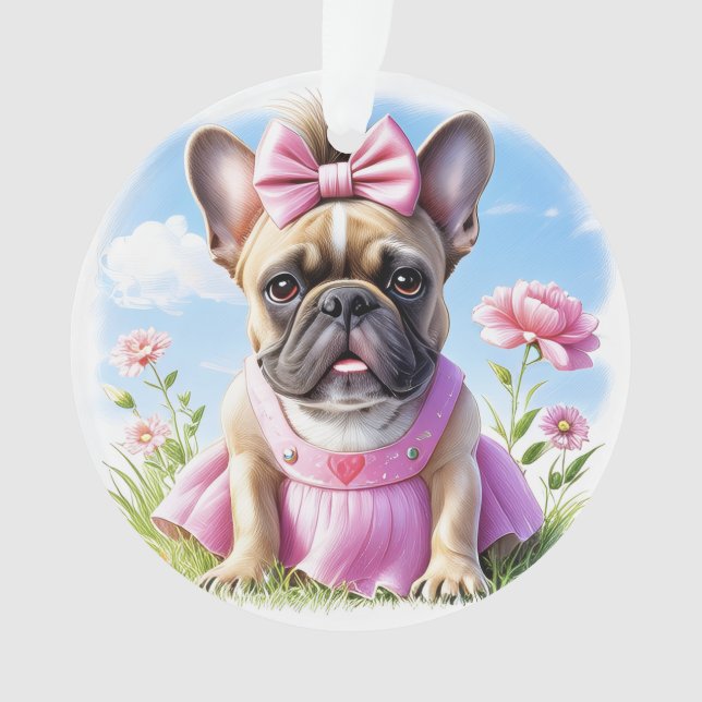 Adorno Französische Bulldogge Blumen French Bulldog (Anverso)