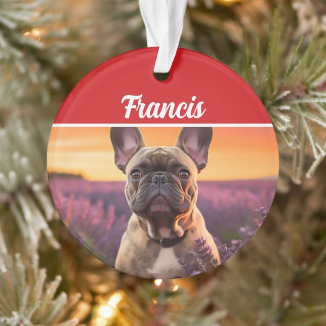 Adorno French Bulldog Name and Photo Holiday Christmas (Árbol)