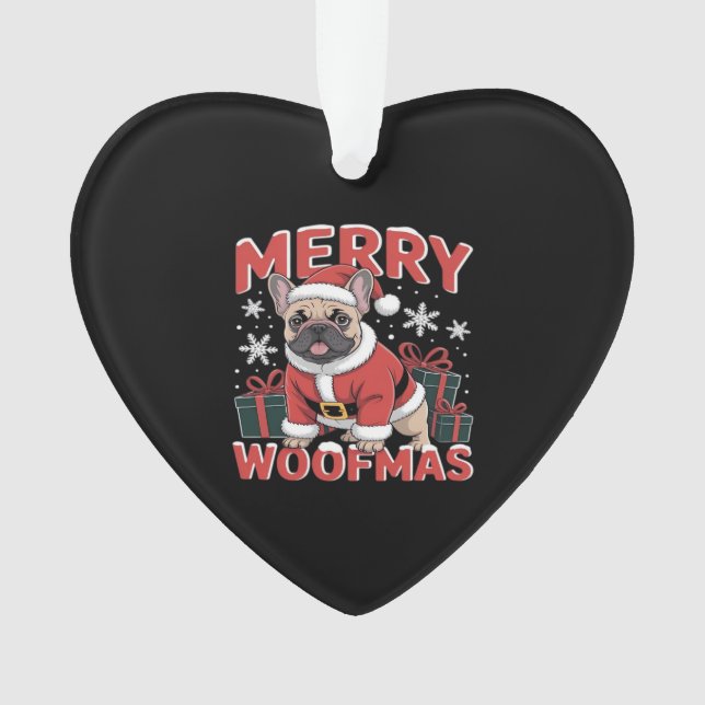 Adorno French Bulldog Santa Claus Hat Merry Christmas Dog (Anverso)