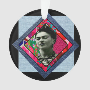 Adorno Frida Kahlo Retro Pink Denim