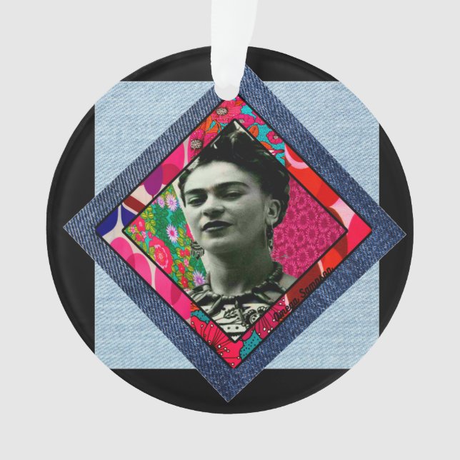 Adorno Frida Kahlo Retro Pink Denim (Anverso)