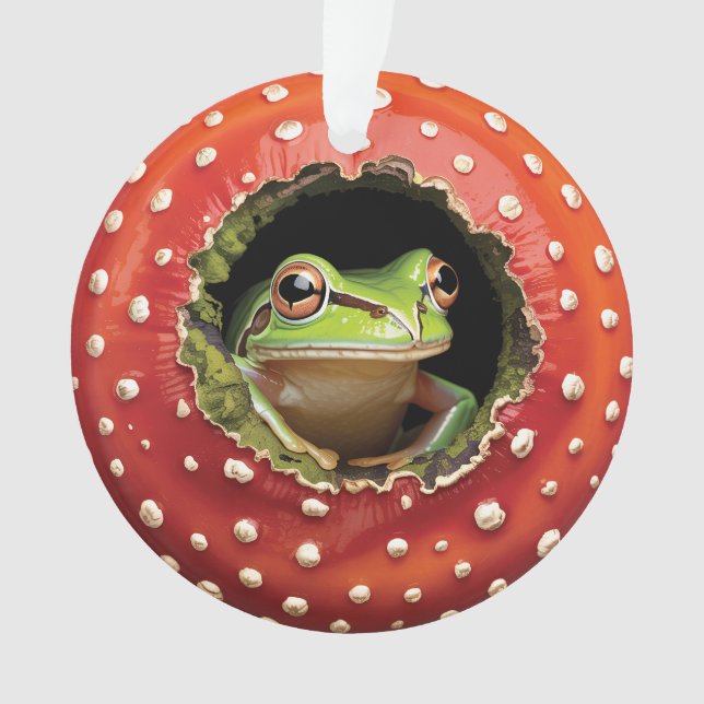 Adorno Frog in Toadstool – Cute Woodland Mushroom Art (Anverso)