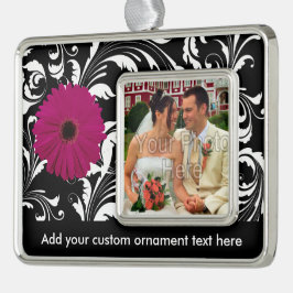 Adorno Fuchsia Pink Gerbera Daisy Black/White Swirly Girl