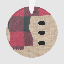 Adorno Fun Farmhouse Burlap Snowman Plaid Scarf & Button