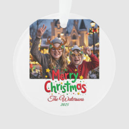 Adorno Fun Retro Script Merry Christmas Letterpress Photo