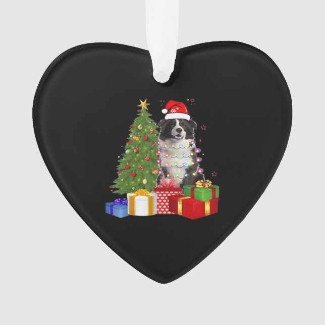 Adorno Funny Border Collie Christmas Tree Merry Christmas (Anverso)