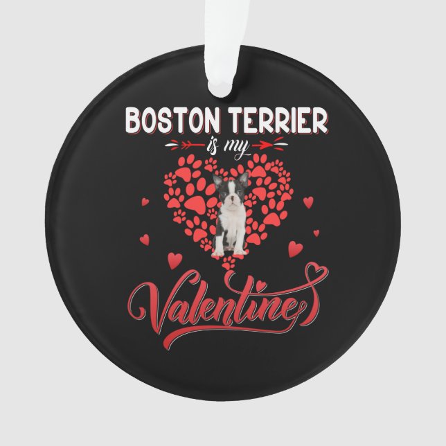 Adorno Funny Boston Terrier es mi San Valentín (Anverso)